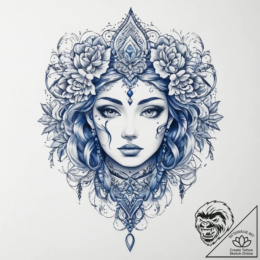 Tattoo sketch blue - tattoo sketch (№1760534332_0, 15.10.2025 13:18) — tattoovalue.net