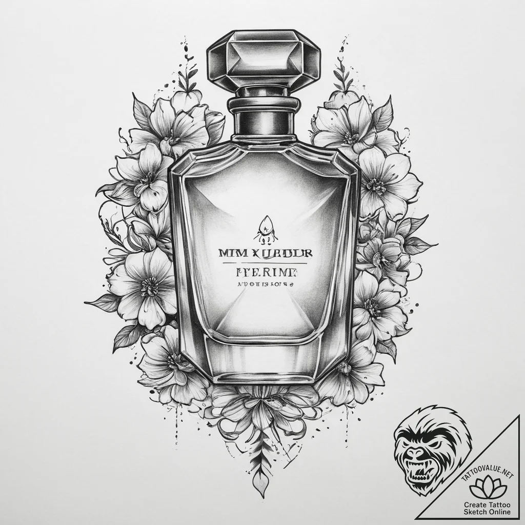 Tattoo sketch perfume tattoo - tattoo sketch (№1760536712_0, 15.10.2025 13:58) — tattoovalue.net