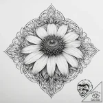 Tattoo sketch echinacea flower, tattoo line a… – tattoo sketch (№1760537145_0, 15.10.2025 14:05) — tattoovalue.net