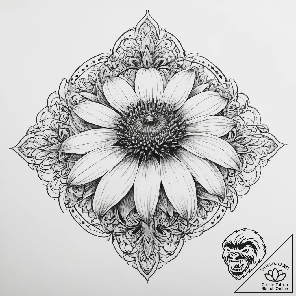 Tattoo sketch echinacea flower, tattoo line a... - tattoo sketch (№1760537145_0, 15.10.2025 14:05) — tattoovalue.net