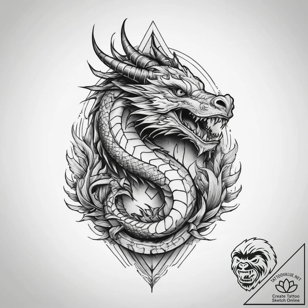 Tattoo sketch mountain dragon peak, concept a... - tattoo sketch (№1760537361_0, 15.10.2025 14:09) — tattoovalue.net