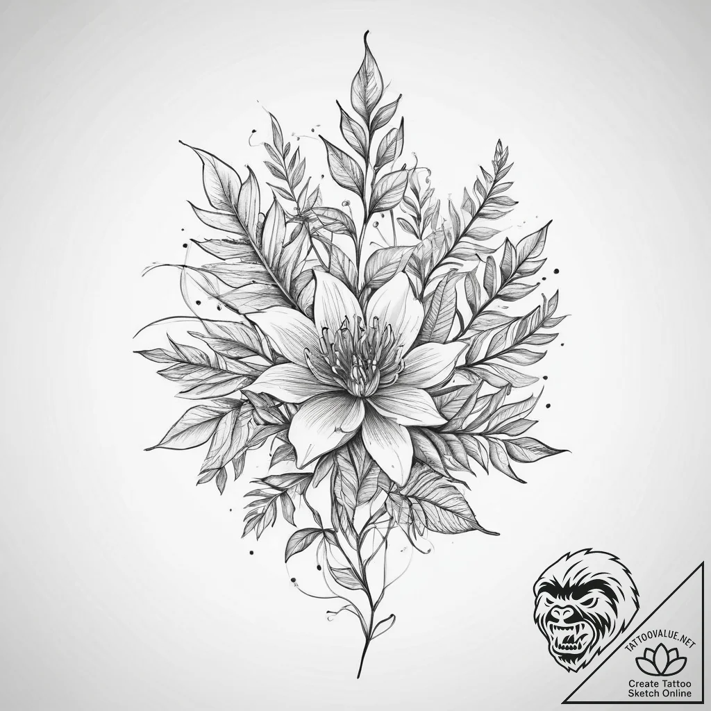 Tattoo sketch a symbolic plant, tattoo drawin... - tattoo sketch (№1760537577_0, 15.10.2025 14:12) — tattoovalue.net