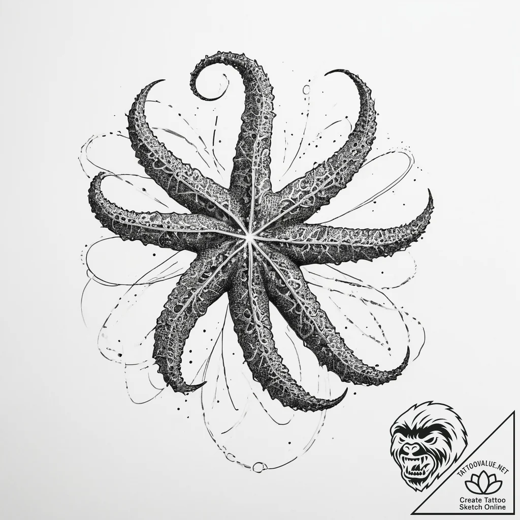 Tattoo sketch brittle star - tattoo sketch (№1760538667_0, 15.10.2025 14:31) — tattoovalue.net