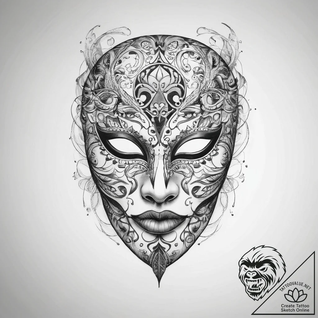 Tattoo sketch mask - tattoo sketch (№1760539100_0, 15.10.2025 14:38) — tattoovalue.net