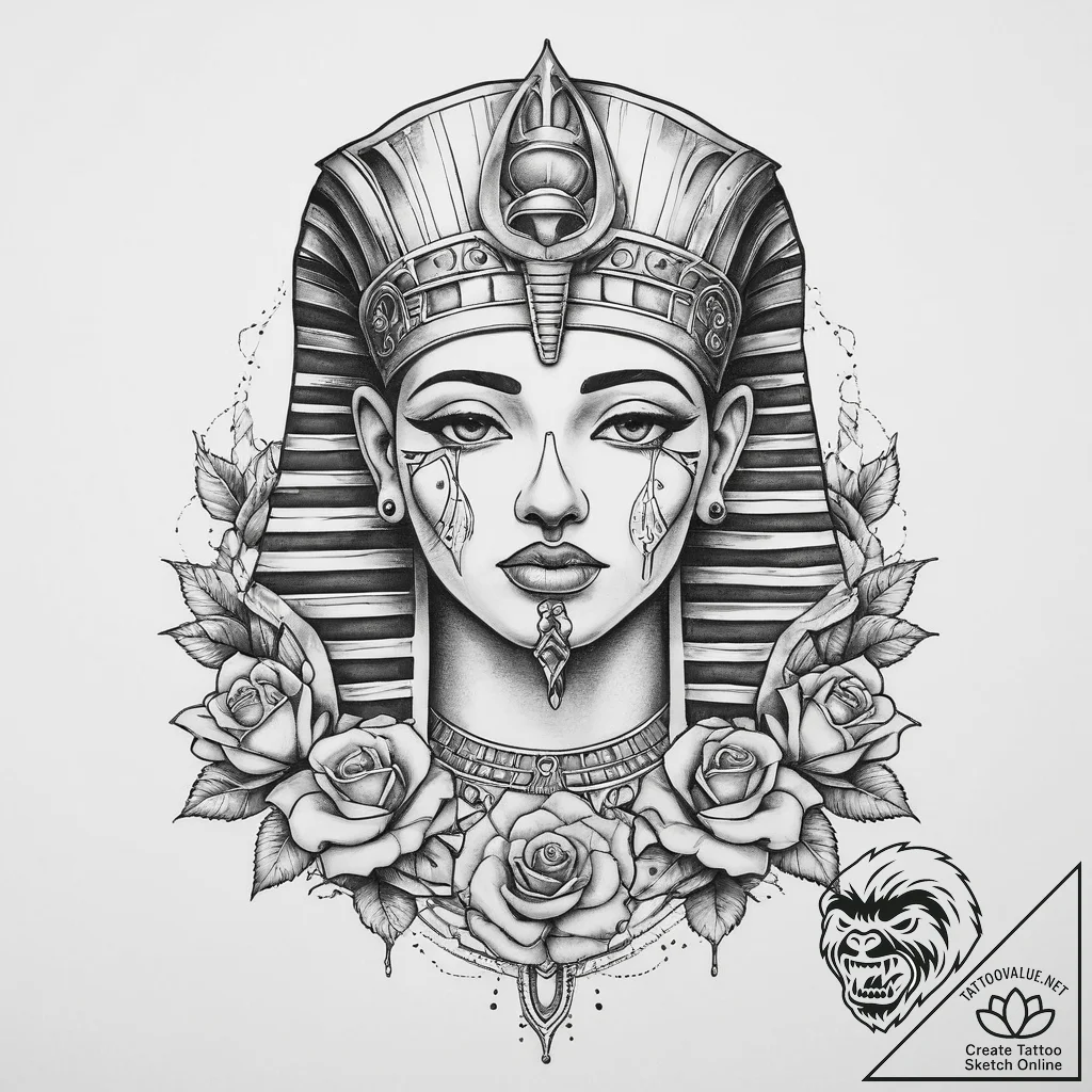 Tattoo sketch egyptian pharaoh, tattoo sketch... - tattoo sketch (№1760539532_0, 15.10.2025 14:45) — tattoovalue.net