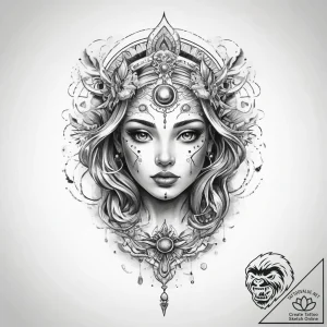Tattoo sketch cosmic spirit – tattoo sketch (№1760541048_0, 15.10.2025 15:10) — tattoovalue.net