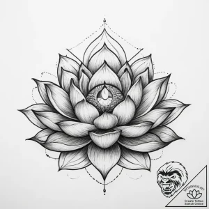 Tattoo sketch lotus flower with a third eye – tattoo sketch (№1760541264_0, 15.10.2025 15:14) — tattoovalue.net
