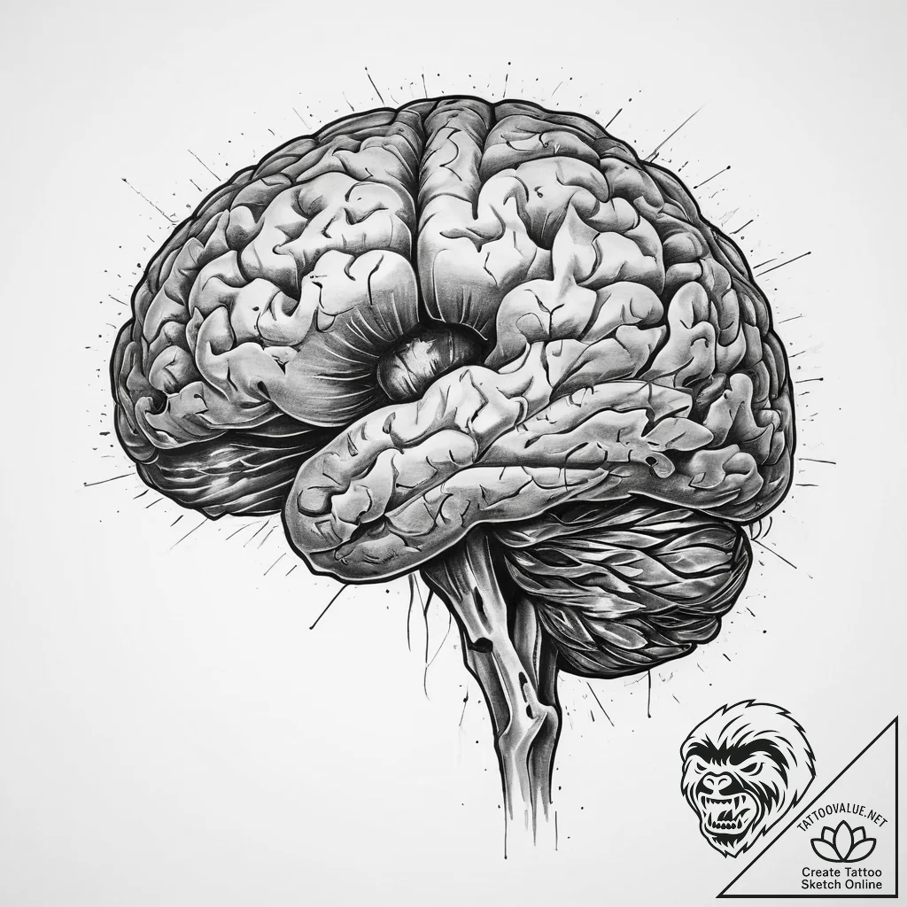 Tattoo sketch brain - tattoo sketch (№1760542354_0, 15.10.2025 15:32) — tattoovalue.net