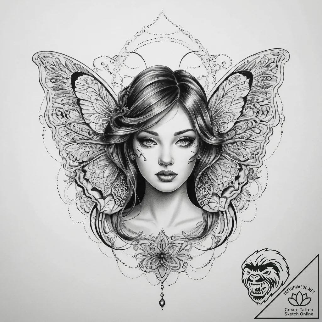Tattoo sketch butterfly girl tattoo, tattoo s... - tattoo sketch (№1760542570_0, 15.10.2025 15:36) — tattoovalue.net