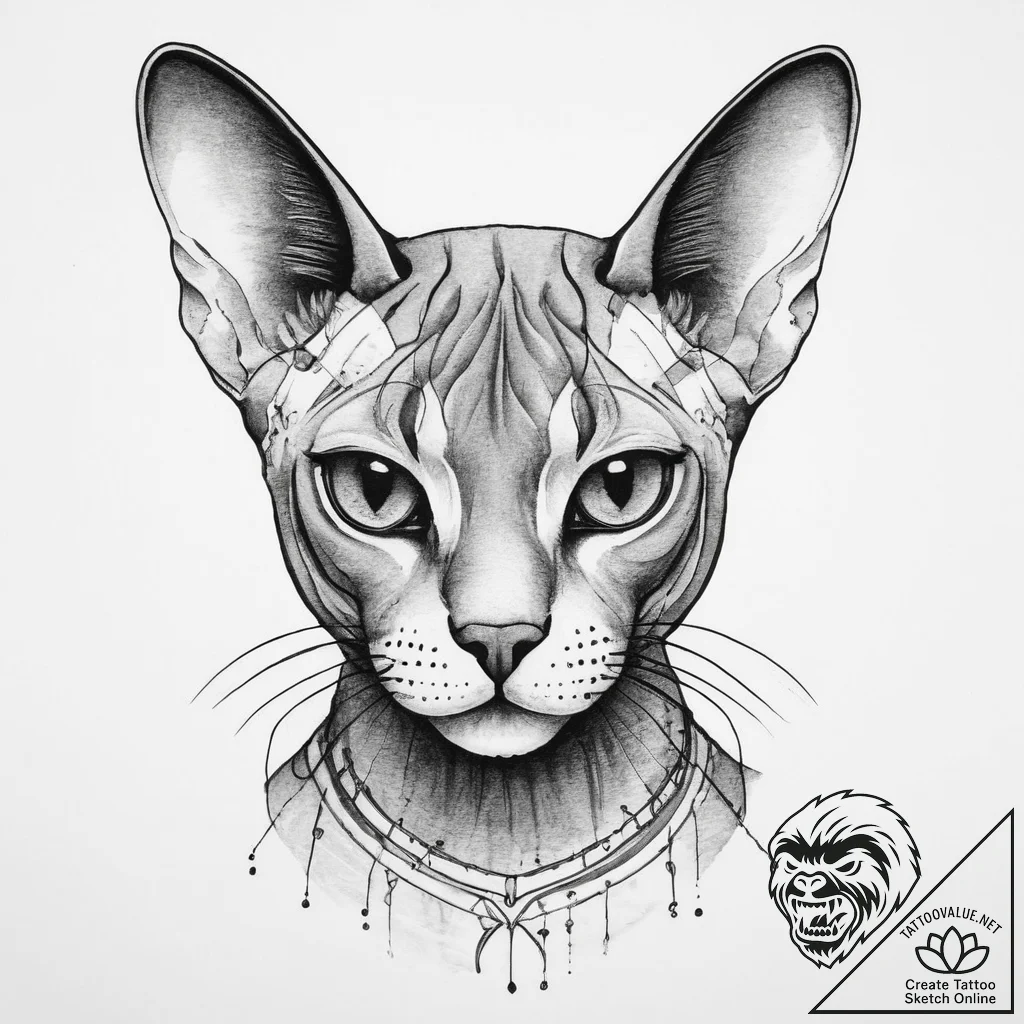 Tattoo sketch sphinx cat, artistic tattoo ske... - tattoo sketch (№1760543001_0, 15.10.2025 15:43) — tattoovalue.net