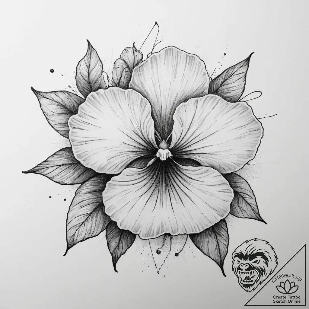 Tattoo sketch viola flower, tattoo line art,... - tattoo sketch (№1760543435_0, 15.10.2025 15:50) — tattoovalue.net