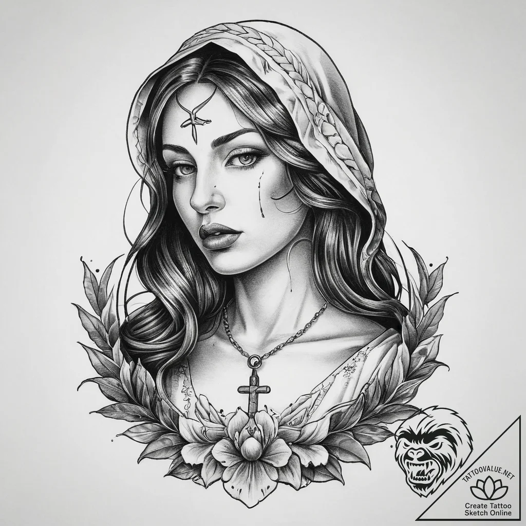 Tattoo sketch mary magdalene, tattoo sketch d... - tattoo sketch (№1760543651_0, 15.10.2025 15:54) — tattoovalue.net