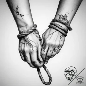 Tattoo sketch hands with a rope, artistic tat… – tattoo sketch (№1760544085_0, 15.10.2025 16:01) — tattoovalue.net