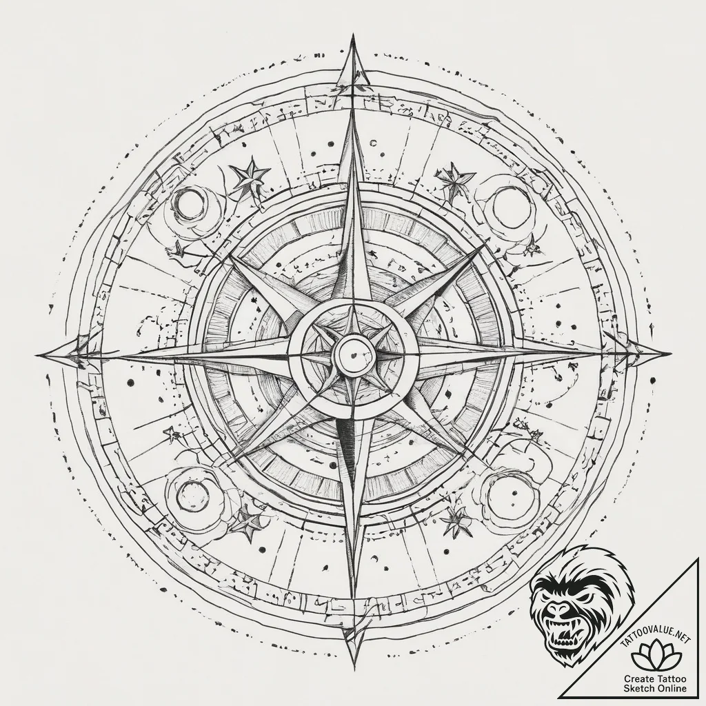 Tattoo sketch astronomer a person with a star... - tattoo sketch (№1760544526_0, 15.10.2025 16:08) — tattoovalue.net