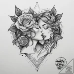 Tattoo sketch romantic kiss with a rose, tatt… – tattoo sketch (№1760545625_0, 15.10.2025 16:27) — tattoovalue.net