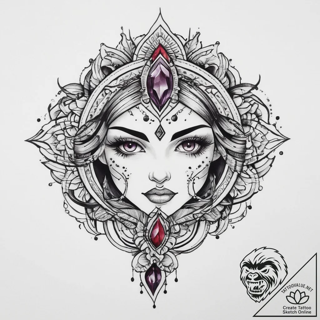 Tattoo sketch amethyst, artistic tattoo sketc... - tattoo sketch (№1760546059_0, 15.10.2025 16:34) — tattoovalue.net