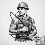Tattoo sketch soldier with a rope, tattoo fla… – tattoo sketch (№1760546493_0, 15.10.2025 16:41) — tattoovalue.net