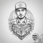 Tattoo sketch delivery driver a person with a… – tattoo sketch (№1760548223_0, 15.10.2025 17:10) — tattoovalue.net