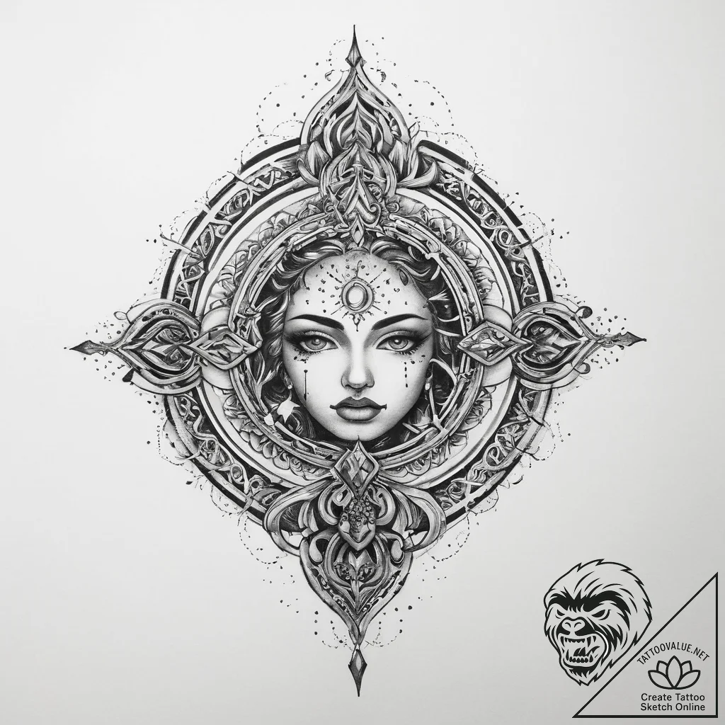 Tattoo sketch cosmic fount - tattoo sketch (№1760548872_0, 15.10.2025 17:21) — tattoovalue.net