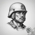 Tattoo sketch soldier with a helmet, tattoo l… – tattoo sketch (№1760550406_0, 15.10.2025 17:46) — tattoovalue.net