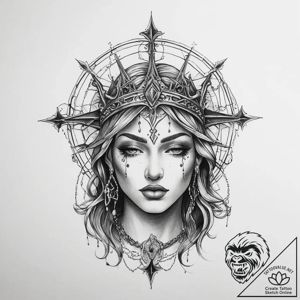 Tattoo sketch blessed realm - tattoo sketch (№1760550623_0, 15.10.2025 17:50) — tattoovalue.net