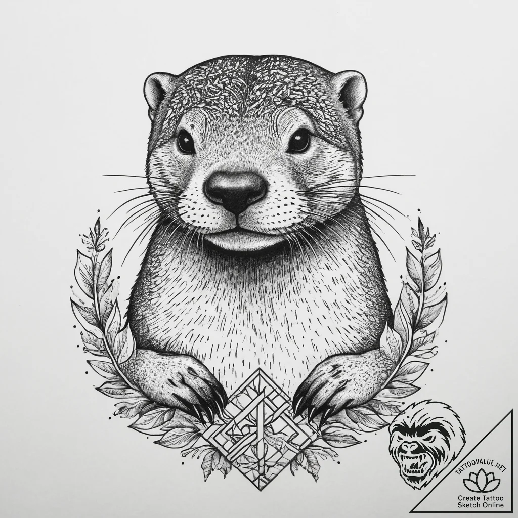 Tattoo sketch otter, tattoo flash sheet desig... - tattoo sketch (№1760552571_0, 15.10.2025 18:22) — tattoovalue.net