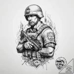 Tattoo sketch soldier with a house, tattoo fl… – tattoo sketch (№1760555617_0, 15.10.2025 19:13) — tattoovalue.net