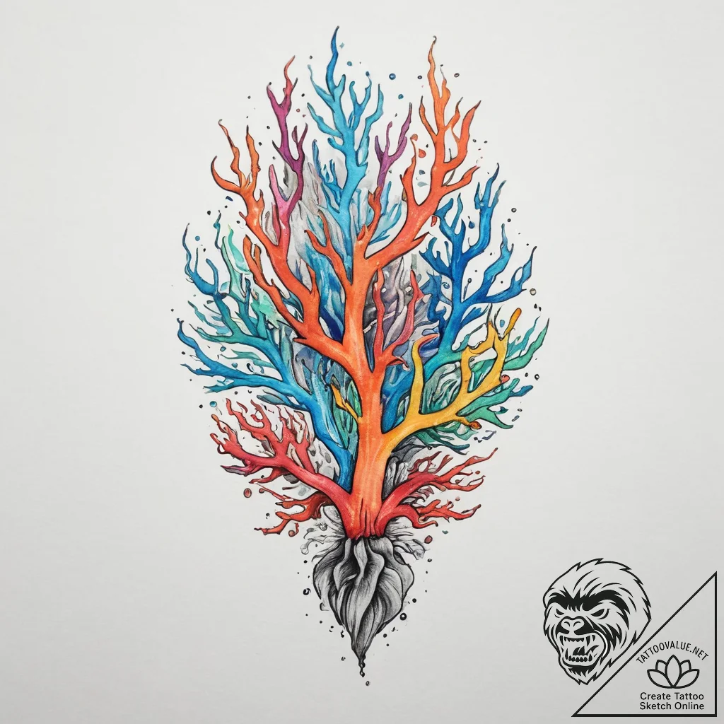 Tattoo sketch coral, concept art for tattoo,... - tattoo sketch (№1760555846_0, 15.10.2025 19:17) — tattoovalue.net
