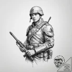 Tattoo sketch soldier with a scroll, concept… – tattoo sketch (№1760556062_0, 15.10.2025 19:21) — tattoovalue.net