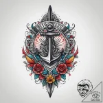 Tattoo sketch knife with blood, tattoo flash… – tattoo sketch (№1760556939_0, 15.10.2025 19:35) — tattoovalue.net