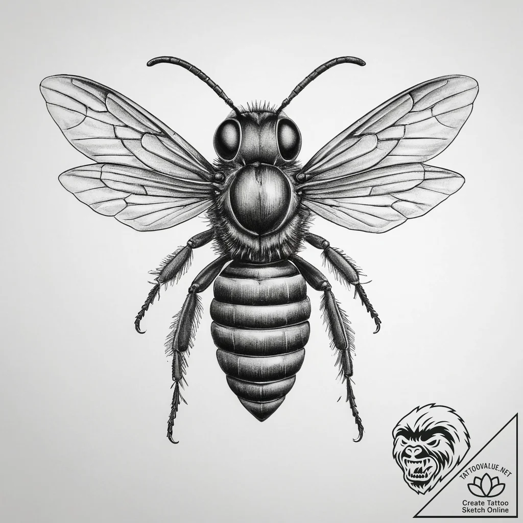 Tattoo sketch hornet - tattoo sketch (№1760557370_0, 15.10.2025 19:42) — tattoovalue.net