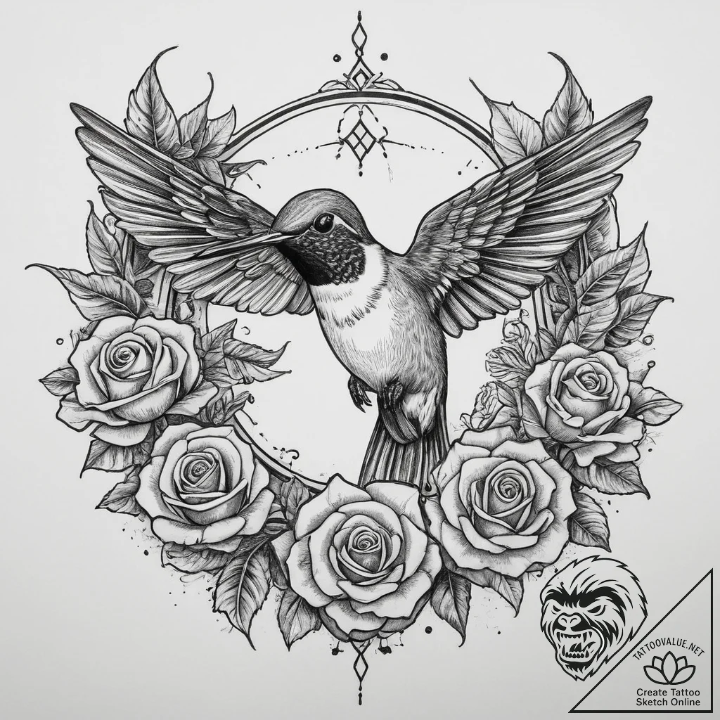 Tattoo sketch ruby-throated hummingbird, tatt... - tattoo sketch (№1760557804_0, 15.10.2025 19:50) — tattoovalue.net