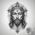 Tattoo sketch holy character – tattoo sketch (№1760558235_0, 15.10.2025 19:57) — tattoovalue.net