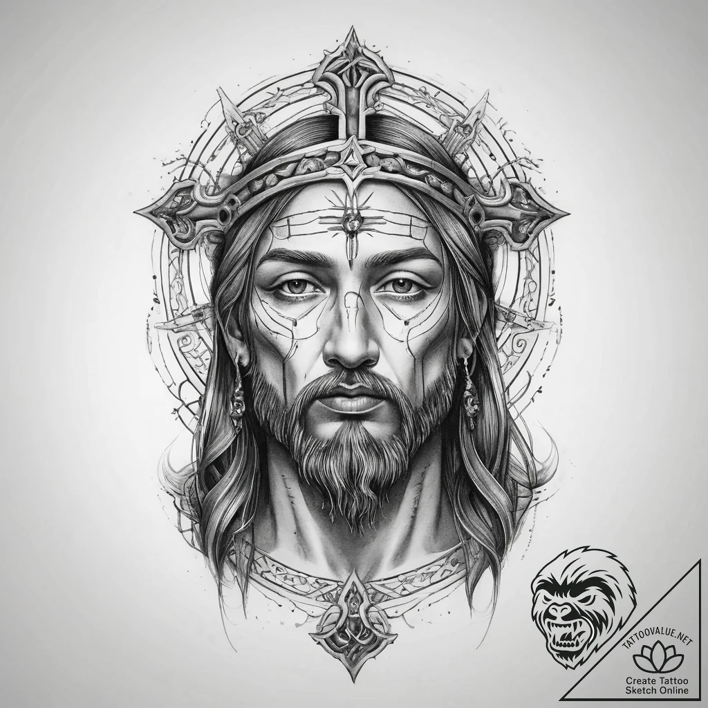 Tattoo sketch holy character - tattoo sketch (№1760558235_0, 15.10.2025 19:57) — tattoovalue.net