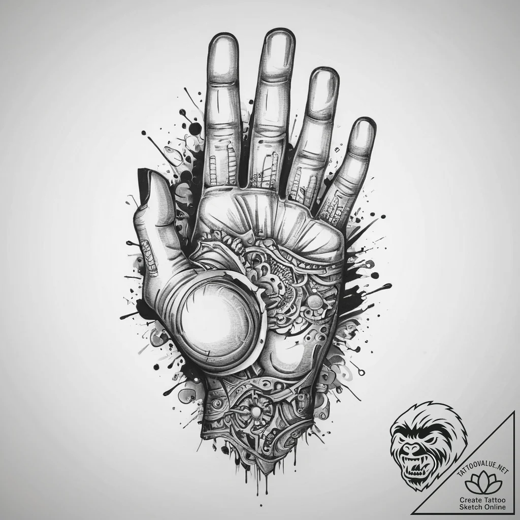 Tattoo sketch hands with a paper, ink illustr... - tattoo sketch (№1760559320_0, 15.10.2025 20:15) — tattoovalue.net