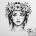 Tattoo sketch flower crown tattoo – tattoo sketch (№1760560189_0, 15.10.2025 20:29) — tattoovalue.net
