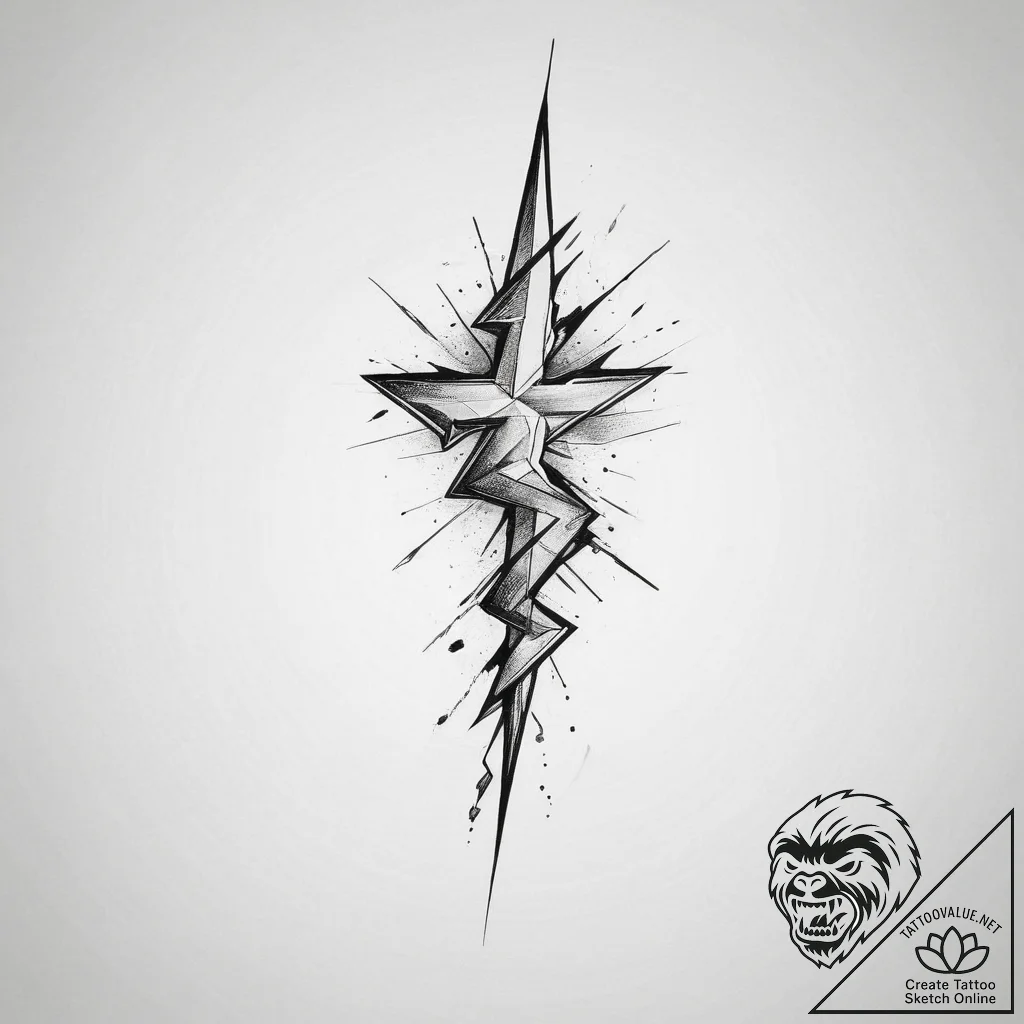 Tattoo sketch heavy metal lightning bolt, con... - tattoo sketch (№1760560632_0, 15.10.2025 20:37) — tattoovalue.net