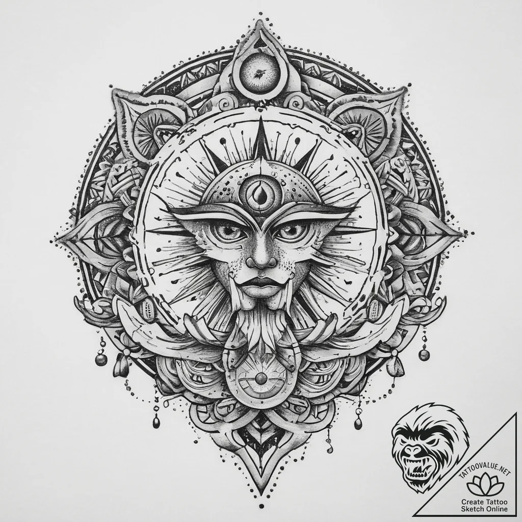 Tattoo sketch spiritual spirit, tattoo flash... - tattoo sketch (№1760561936_0, 15.10.2025 20:58) — tattoovalue.net
