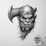 Tattoo sketch orc axe – tattoo sketch (№1760562378_0, 15.10.2025 21:06) — tattoovalue.net