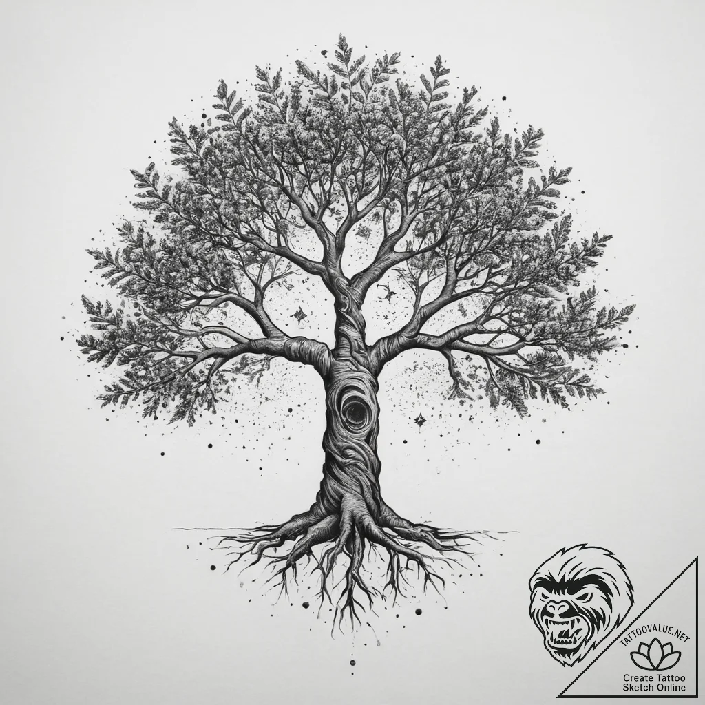 Tattoo sketch cosmic tree, artistic tattoo sk... - tattoo sketch (№1760562811_0, 15.10.2025 21:13) — tattoovalue.net