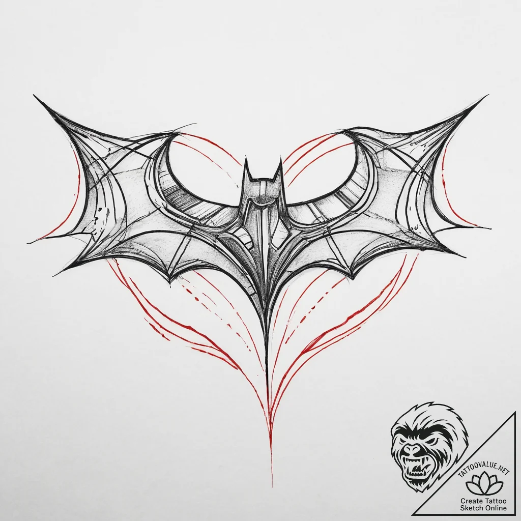 Tattoo sketch batman begins logo, tattoo line... - tattoo sketch (№1760563244_0, 15.10.2025 21:20) — tattoovalue.net