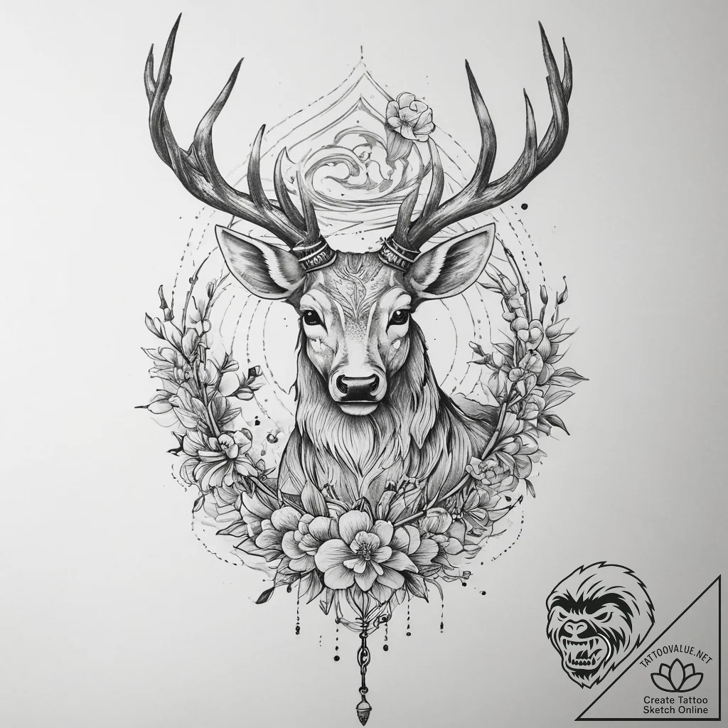 Tattoo sketch hunting bow and arrow with a de... - tattoo sketch (№1760563900_0, 15.10.2025 21:31) — tattoovalue.net