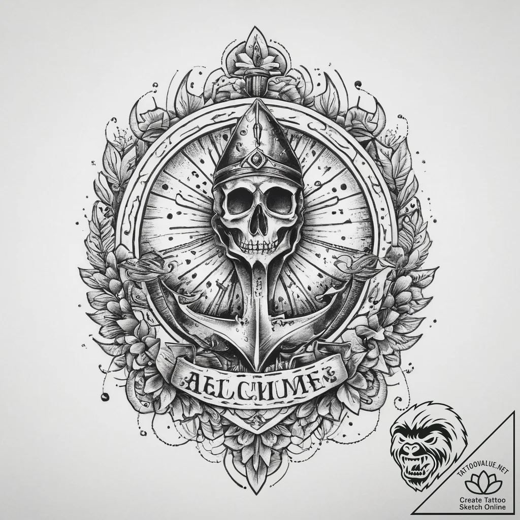 Tattoo sketch sacred scene, ink illustration... - tattoo sketch (№1760564332_0, 15.10.2025 21:38) — tattoovalue.net