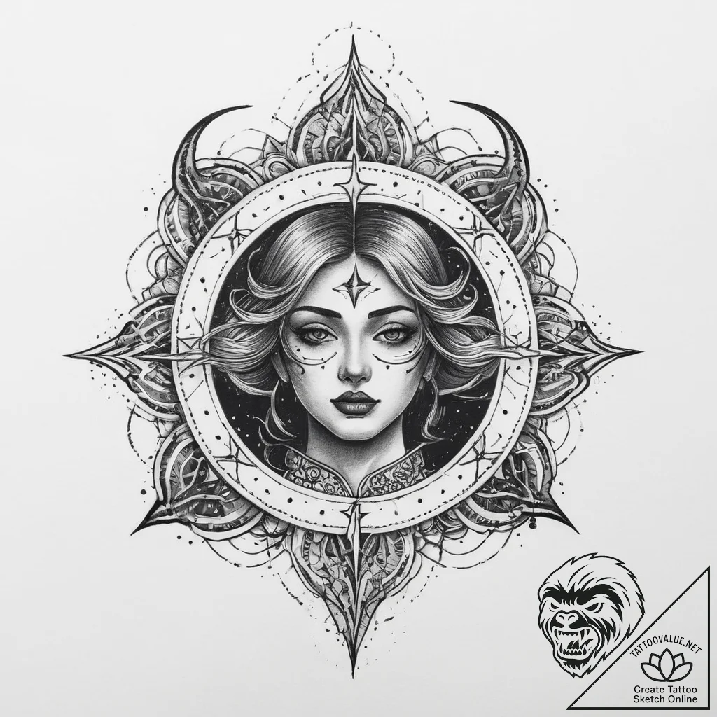 Tattoo sketch celestial tattoo, tattoo sketch... - tattoo sketch (№1760564772_0, 15.10.2025 21:46) — tattoovalue.net