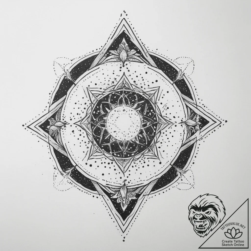 Tattoo sketch cosmic universe, tattoo flash s... - tattoo sketch (№1760565204_0, 15.10.2025 21:53) — tattoovalue.net