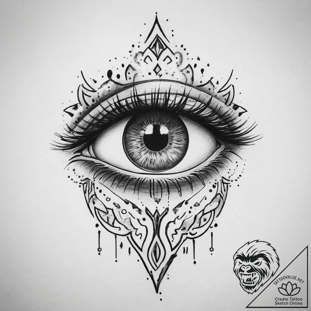 Tattoo sketch hands with an eye, tattoo flash... - tattoo sketch (№1760565854_0, 15.10.2025 22:04) — tattoovalue.net