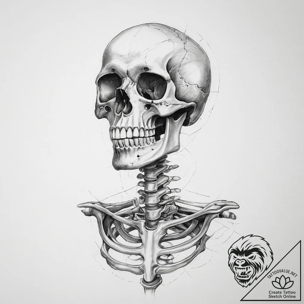 Tattoo sketch skeleton bones - tattoo sketch (№1760566070_0, 15.10.2025 22:07) — tattoovalue.net