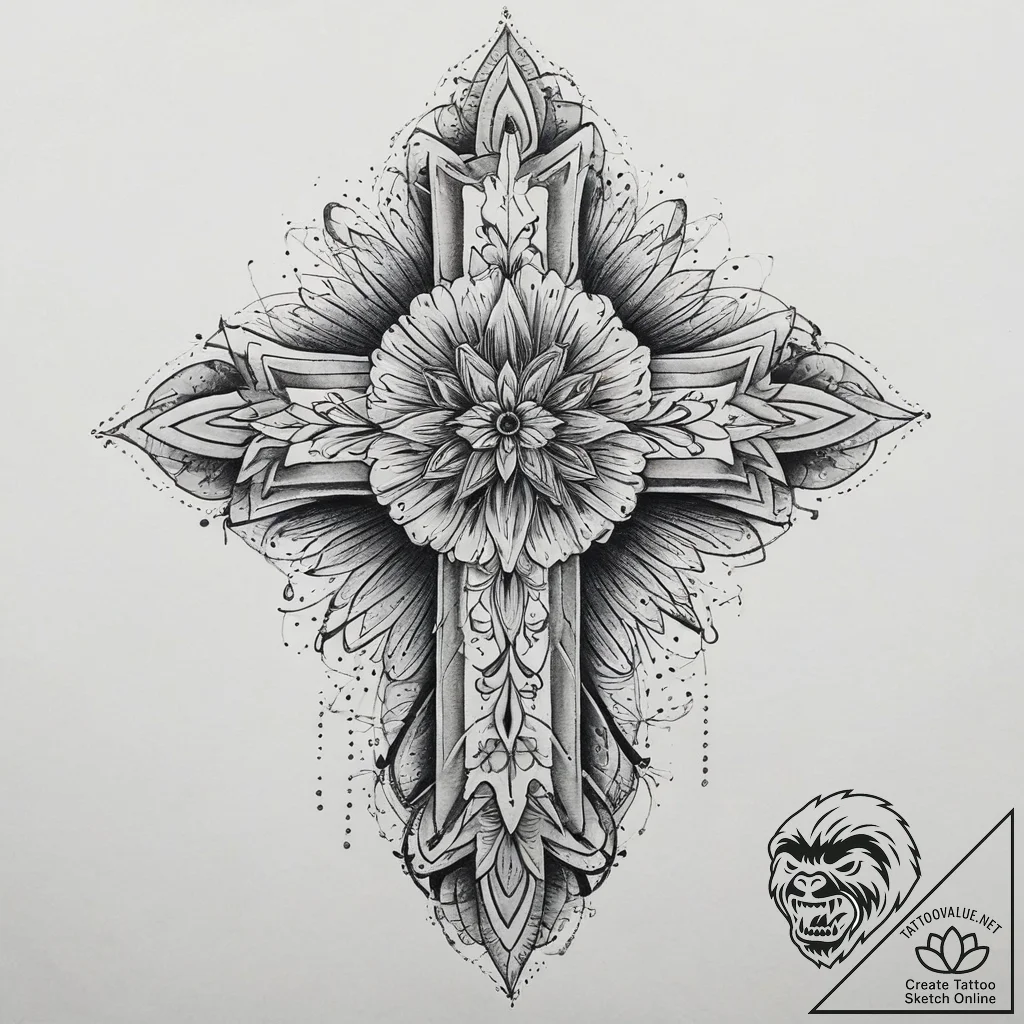 Tattoo sketch realistic цветок, tattoo sketch... - tattoo sketch (№1760566285_0, 15.10.2025 22:11) — tattoovalue.net