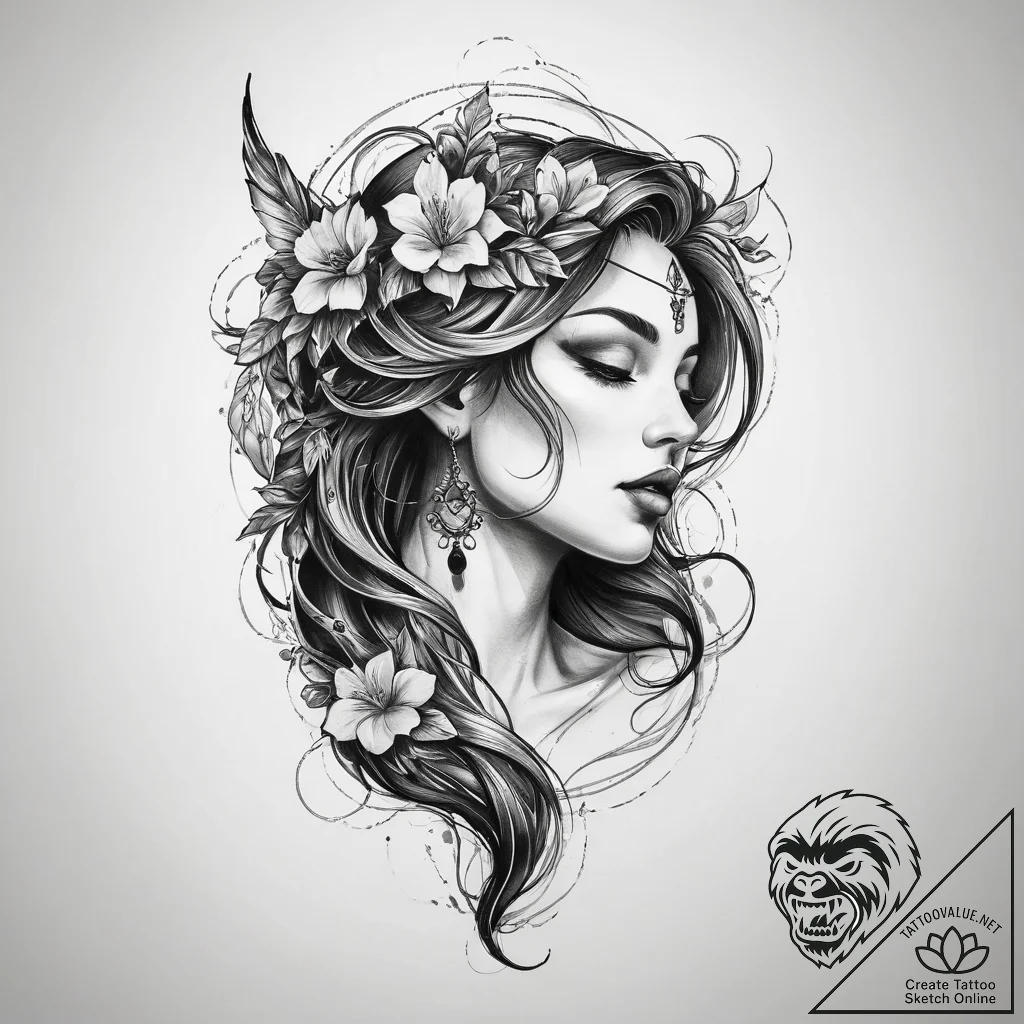 Tattoo sketch divine song - tattoo sketch (№1760567366_0, 15.10.2025 22:29) — tattoovalue.net