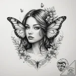 Tattoo sketch butterfly girl, tattoo flash sh… – tattoo sketch (№1760567798_0, 15.10.2025 22:36) — tattoovalue.net